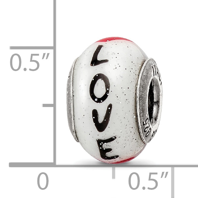Sterling Silver 925 Glass Heart Bead Elegant Romantic Design