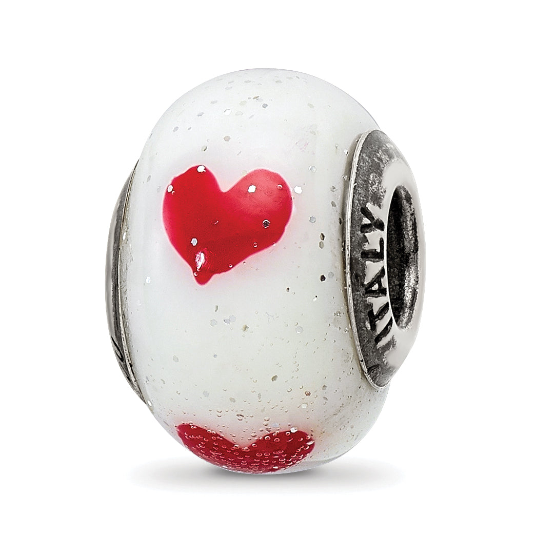 Sterling Silver Reflections Hearts Italian Glass Bead Main image