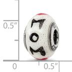 Sterling Silver Glass Bead with Hearts for Mom  Elegant Gift