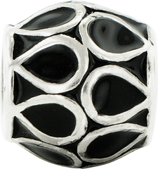 Sterling Silver 925 Black Enamel Bali Bead Timeless Artisan Design