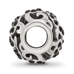 Sterling Silver 925 Bead with Black Preciosa Crystal Swirl Design