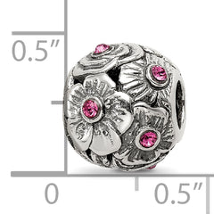 Sterling Silver Reflections Pink Preciosa Crystal Flower Bead