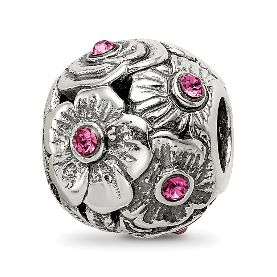 Sterling Silver Reflections Pink Preciosa Crystal Flower Bead Main image