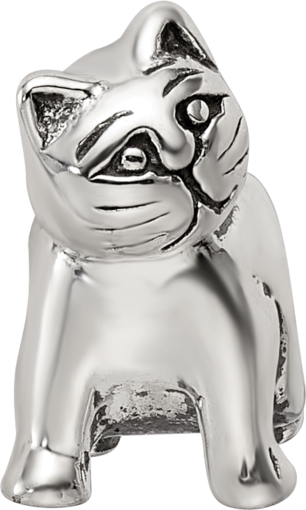 Sterling Silver Antique Reflections Cat Bead