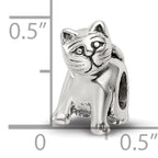 Sterling Silver 925 Antique Cat Bead with Solid Casted Design