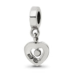 Sterling Silver 925 Marcasite Heart Dangle Bead Elegant Vintage Charm