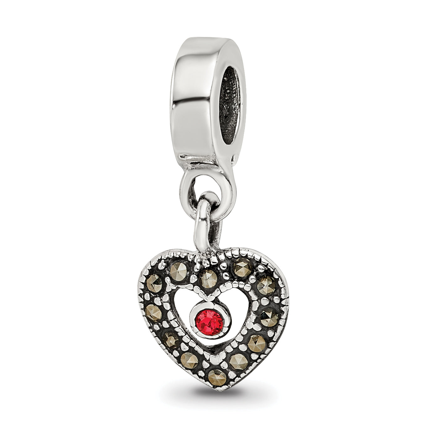 Sterling Silver Reflections Marcasite Heart Dangle Bead Main image