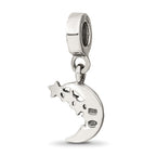 Sterling Silver 925 Marcasite Moon & Stars Dangle Bead Vintage Elegant Charm