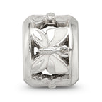 Sterling Silver 925 Enamel Butterfly Bead with White Accents Elegant Charm