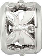 Sterling Silver 925 Enamel Butterfly Bead with White Accents Elegant Charm