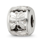 Sterling Silver 925 Enamel Butterfly Bead with White Accents Elegant Charm