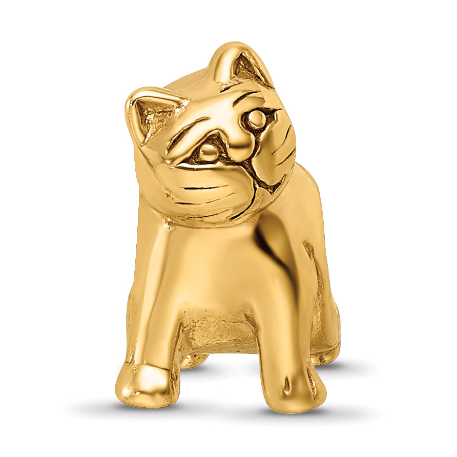 Sterling Silver Gold-plated Reflections Cat Bead