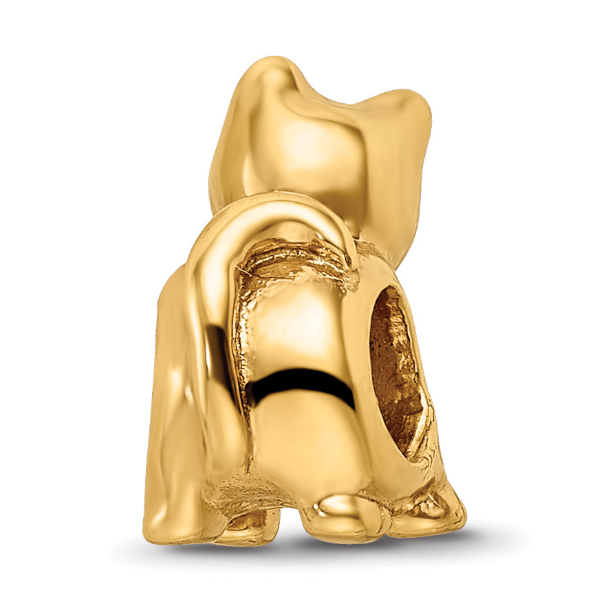Sterling Silver Gold-Plated Cat Bead with Polished Finish
