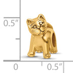 Sterling Silver Gold-Plated Cat Bead with Polished Finish