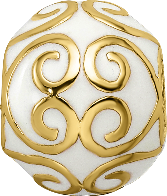 Sterling Silver 925 Gold-Plated Enameled Bali Bead Elegant Artisan Design