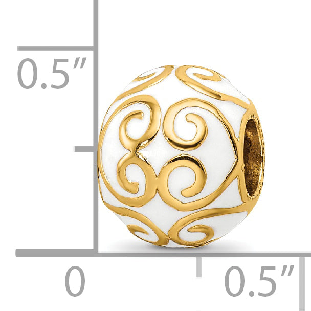 Sterling Silver 925 Gold-Plated Enameled Bali Bead Elegant Artisan Design
