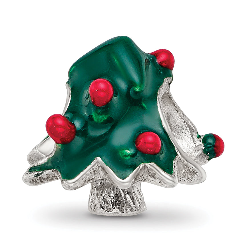 Sterling Silver Reflections Enameled Christmas Tree Bead Main image