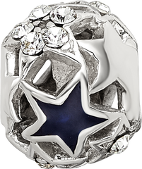Sterling Silver Reflections Crystal and Enameled Stars Bead