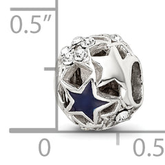 Sterling Silver Reflections Crystal and Enameled Stars Bead