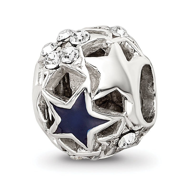 Sterling Silver Reflections Crystal and Enameled Stars Bead Main image
