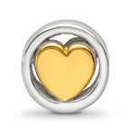 Sterling Silver 925 Gold-Plated Heart Bead with Solid Cast Design