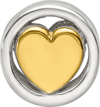 Sterling Silver 925 Gold-Plated Heart Bead with Solid Cast Design