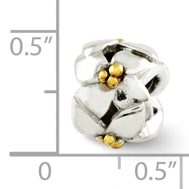 Sterling Silver 925 Gold-Plated Flower Bead with Polished Finish