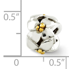 Sterling Silver 925 Gold-Plated Flower Bead with Polished Finish