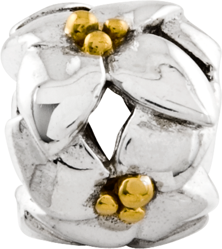 Sterling Silver 925 Gold-Plated Flower Bead with Polished Finish