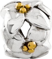 Sterling Silver 925 Gold-Plated Flower Bead with Polished Finish