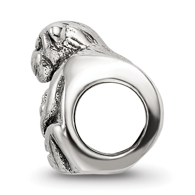 Sterling Silver 925 Mama & Baby Monkey Bead with Antiqued Finish