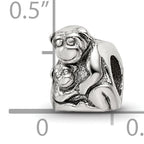 Sterling Silver 925 Mama & Baby Monkey Bead with Antiqued Finish