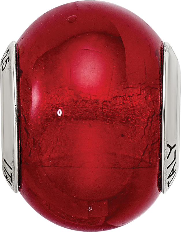 Sterling Silver Murano Glass Bead with Red Italian Elegance