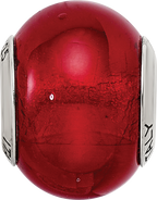Sterling Silver Murano Glass Bead with Red Italian Elegance