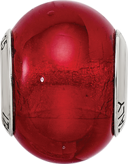 Sterling Silver Murano Glass Bead with Red Italian Elegance