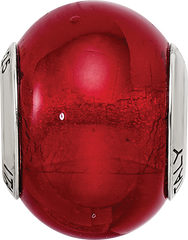 Sterling Silver Reflections Red Italian Murano Glass Bead