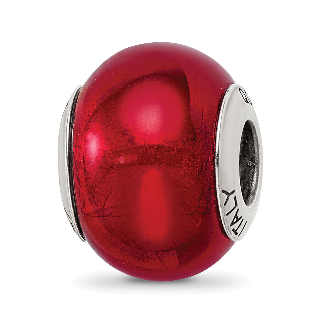 Sterling Silver Reflections Red Italian Murano Glass Bead Main image