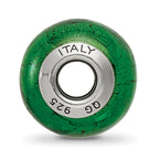 925 Sterling Silver Green Murano Glass Bead with Elegant Italian Design