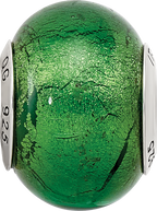 925 Sterling Silver Green Murano Glass Bead with Elegant Italian Design