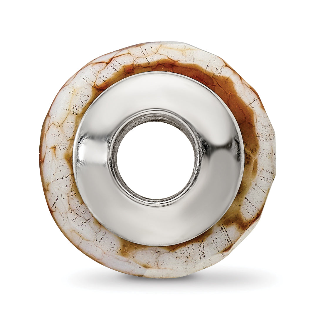 Sterling Silver Agate Shell Bead with Cracked Earth Design Secondary image
