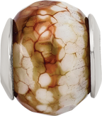 Sterling Silver Agate Shell Bead with Cracked Earth Design