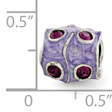 Sterling Silver 925 Purple Swarovski Crystal & Enamel Bead  Elegant and Vibrant Design