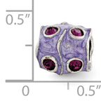 Sterling Silver 925 Purple Crystal & Enamel Bead  Elegant and Vibrant Design