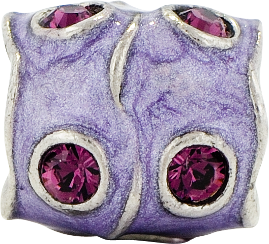Sterling Silver 925 Purple Swarovski Crystal & Enamel Bead  Elegant and Vibrant Design