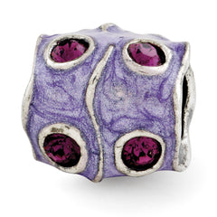 Sterling Silver Reflections Purple Swarovski Elements & Enamel Bead
