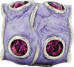 Sterling Silver 925 Purple Swarovski Crystal & Enamel Bead  Elegant and Vibrant Design