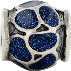 Sterling Silver 925 Fancy Blue Enamel Bead with Sparkles Sophisticated Charm