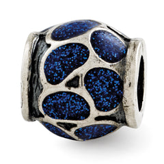 Sterling Silver Reflections Blue Enamel w/Sparkles Bead
