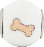 Sterling Silver 925 Dog Theme Bead with Enameled Accents Elegant Charm