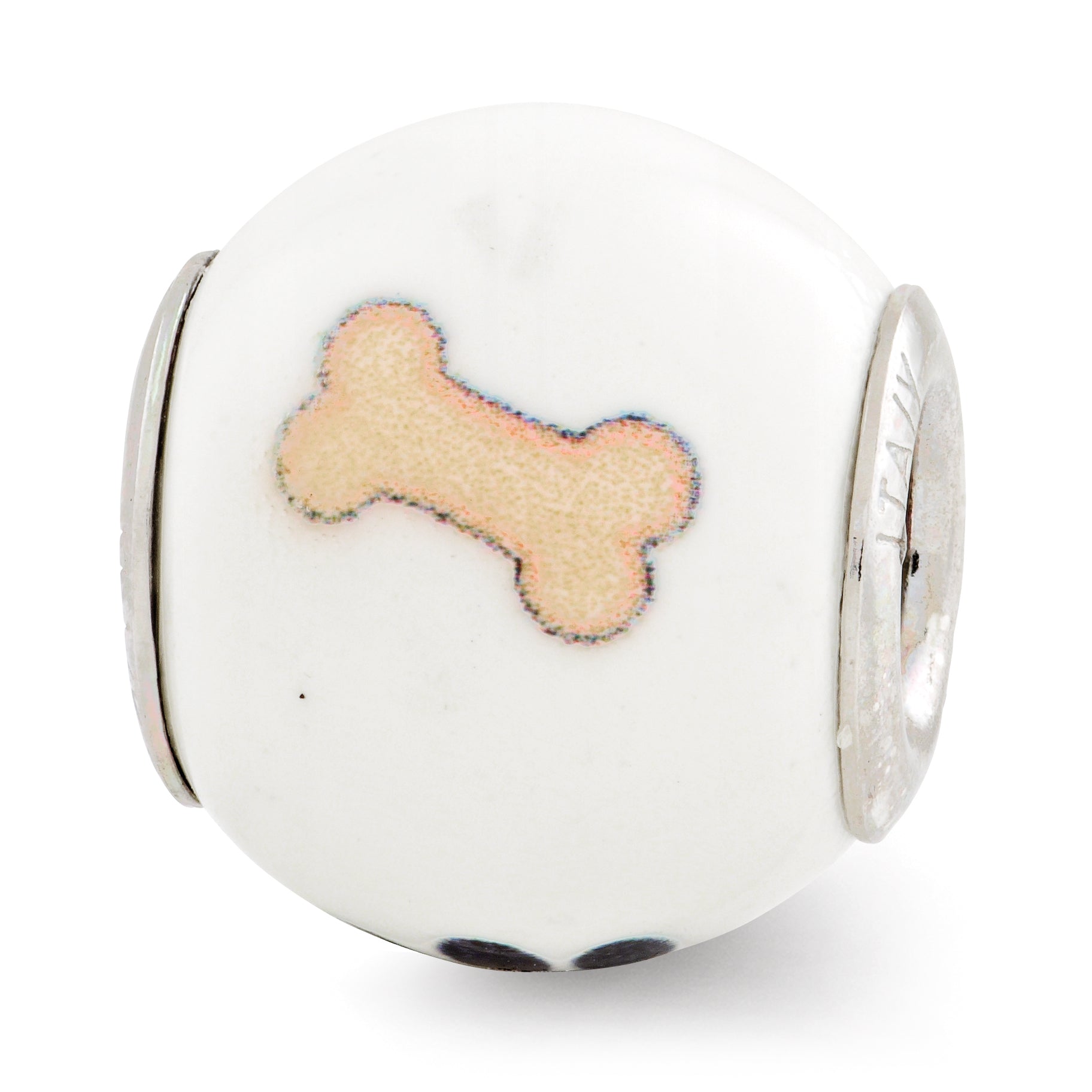 Sterling Silver 925 Dog Theme Bead with Enameled Accents Elegant Charm